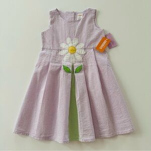Gymboree 4T Toddler Girl Lavender Striped Cotton Dress Daisy Flower Spring